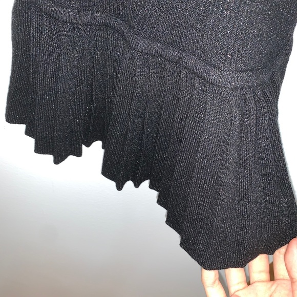Black Sparkly Bodycon Dress With Low Pleats - Picture 3 of 3
